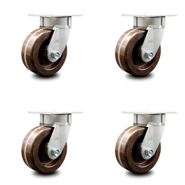 Service Caster 5 Inch Kingpinless High Temp Phenolic Wheel Swivel Top Plate Caster SCC, 4PK SCC-KP30S520-PHRHT-4 - main